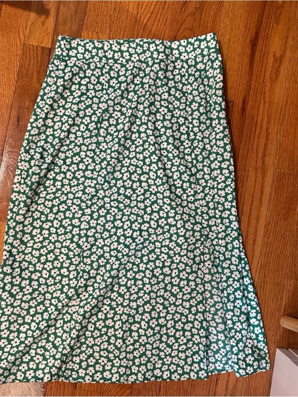 Loft Floral A-Line Women's Midi Skirt - White Daisy Print